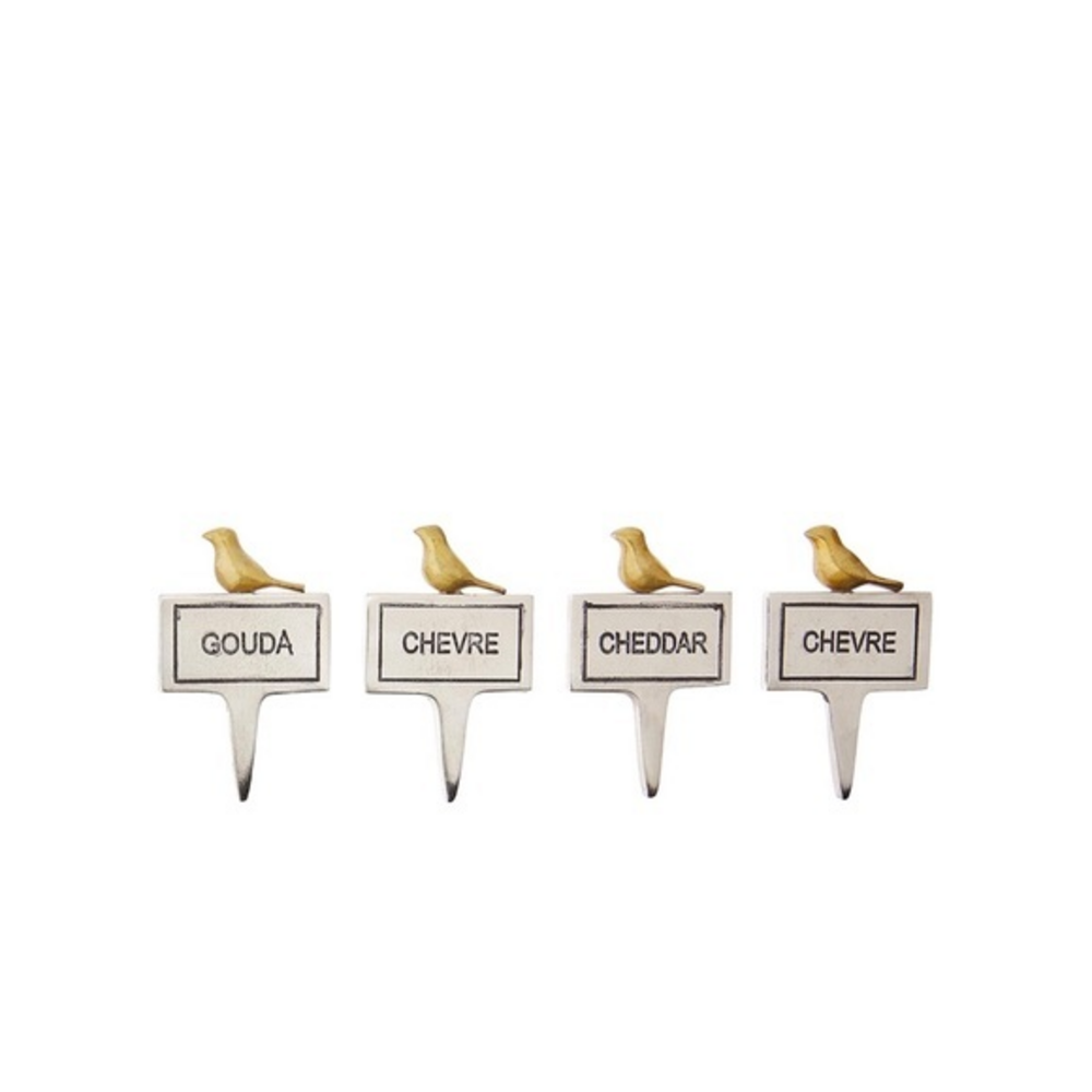 NEW Bombay 4 Piece Cheese Marker Set with‎ Bird Icon